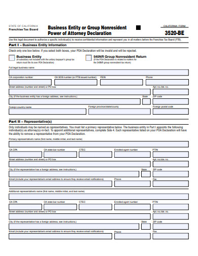 special business power of attorney form 