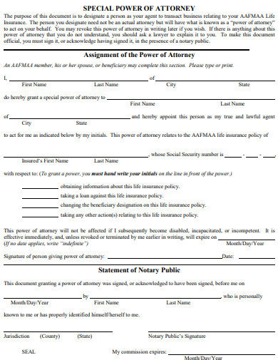 special power of attorney form