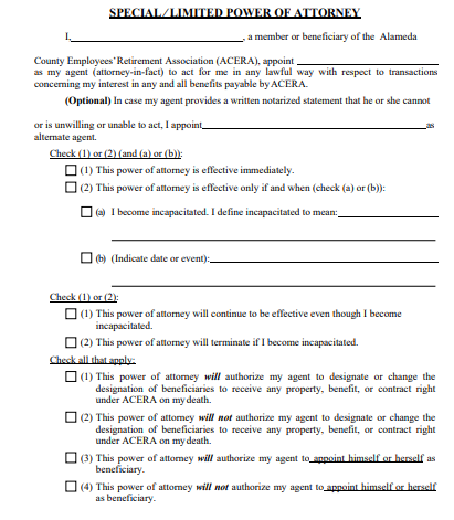 special or limited durable power of attorney forms