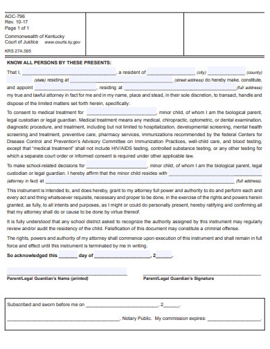 standard power of attorney form for medical