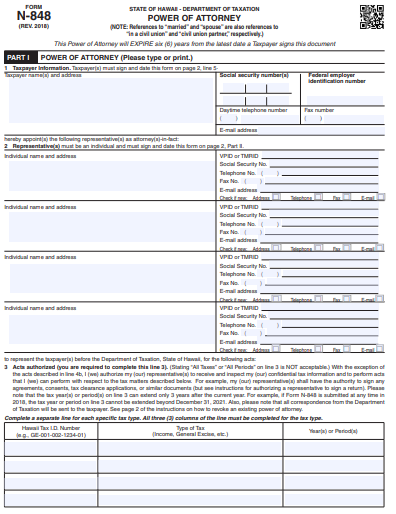 state of hawaii power of attorney form