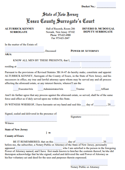 state of new jersey power of attorney form