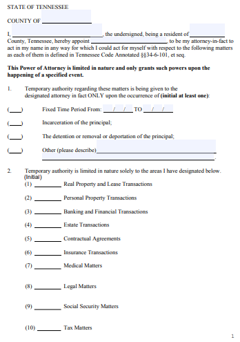 9+ Free Tennessee (TN) Power of Attorney Form Download – How to Create ...
