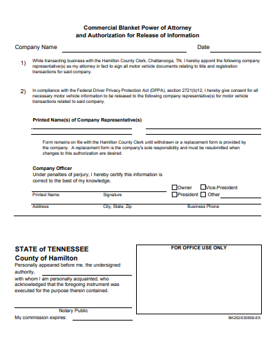 tennessee sample power of attorney form