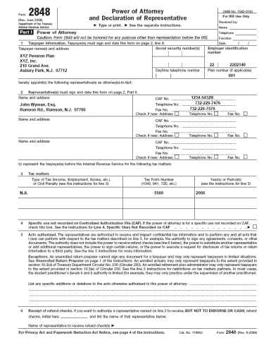 texas irs form 2848 power of attorney forms