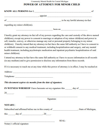 Free 10+ Minor Power of Attorney Form Download – How to Create Guide, Tips