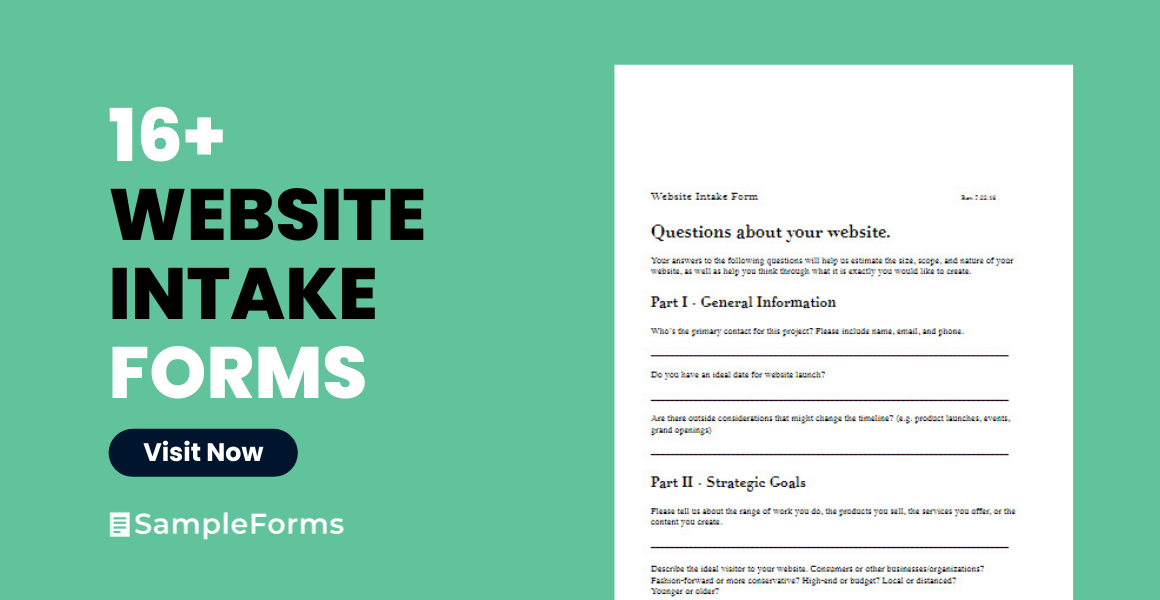 website intake form