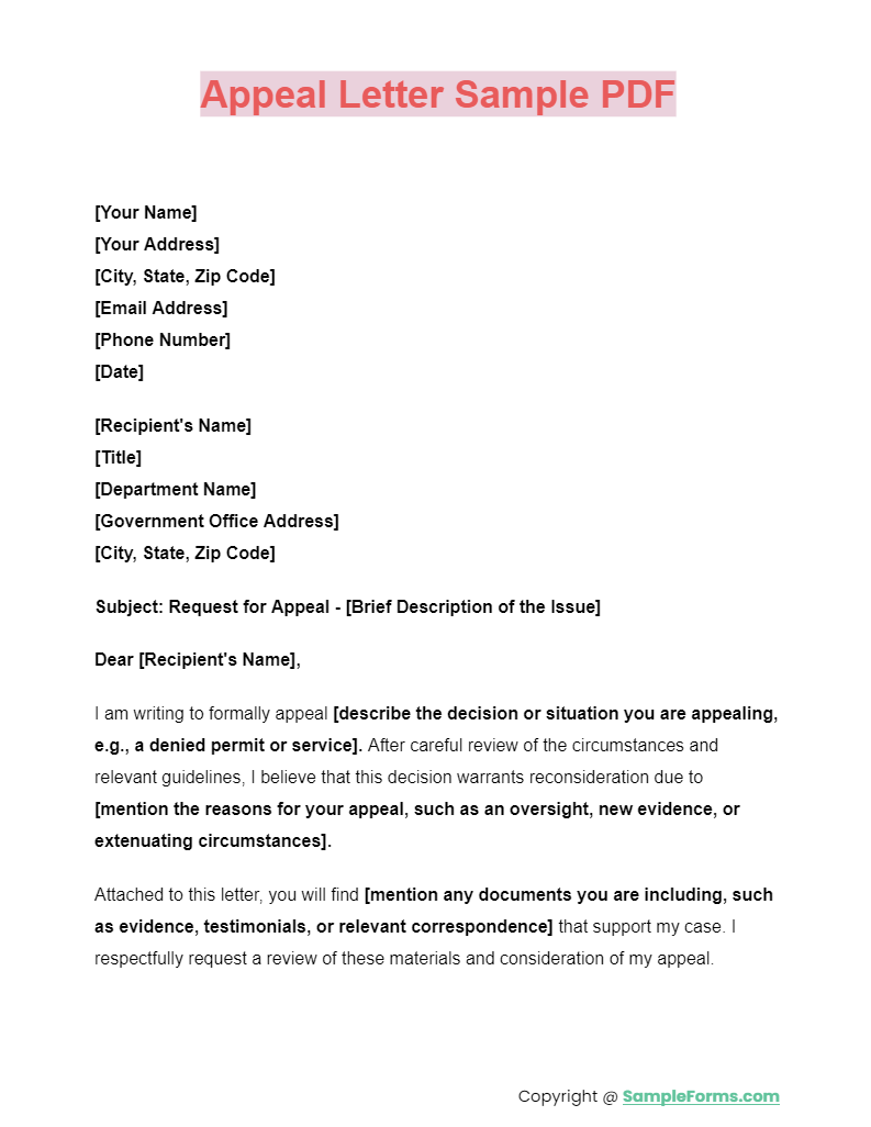 FREE 13  Appeal Letter Samples PDF MS Word Google Docs