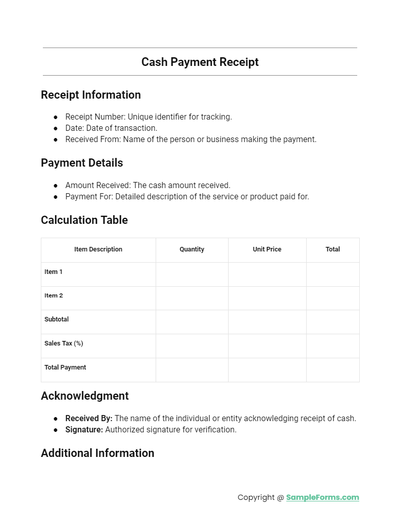 cash payment receipt