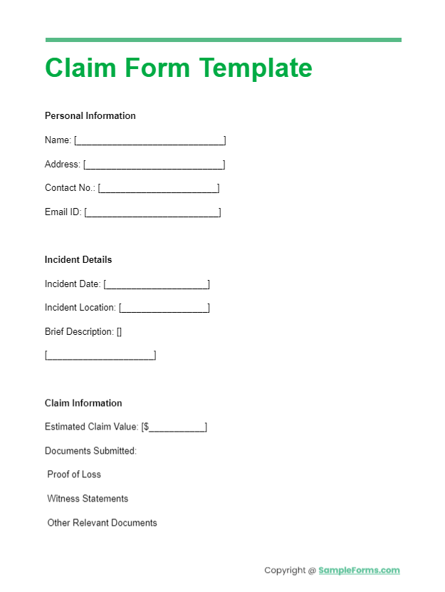 claim form template