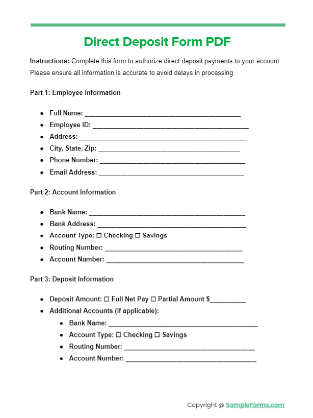 direct deposit form pdf