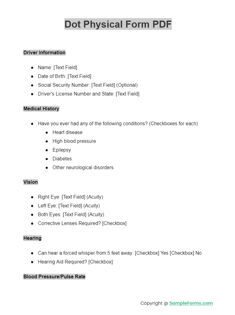 dot physical form pdf
