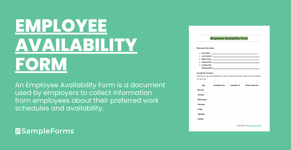 FREE 19+ Employee Availability Form Samples, PDF, MS Word, Google Docs
