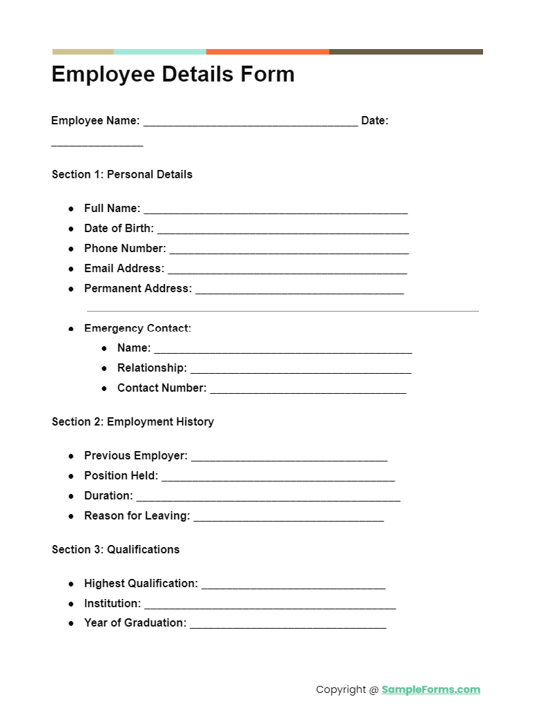 employee details form