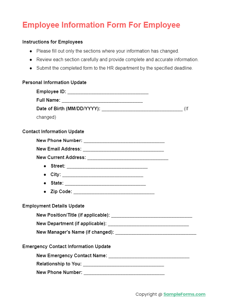 FREE 18+ Employee Information Form Samples, PDF, Word, Google Docs