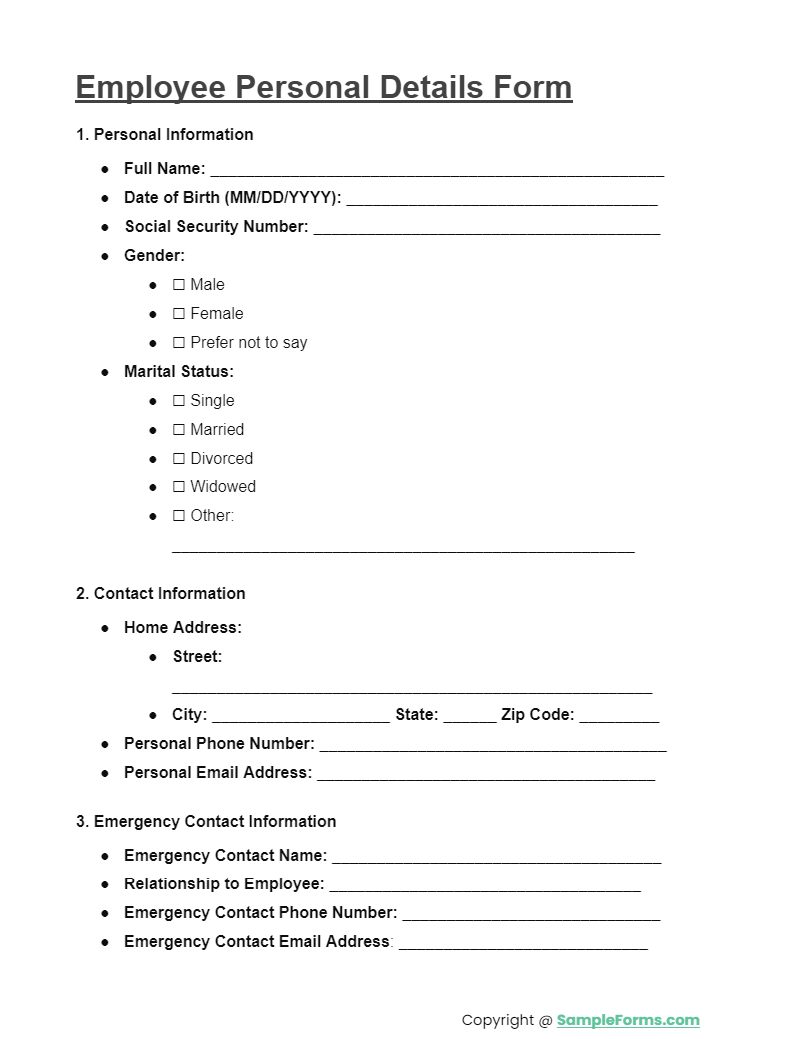 FREE 18+ Employee Information Form Samples, PDF, Word, Google Docs