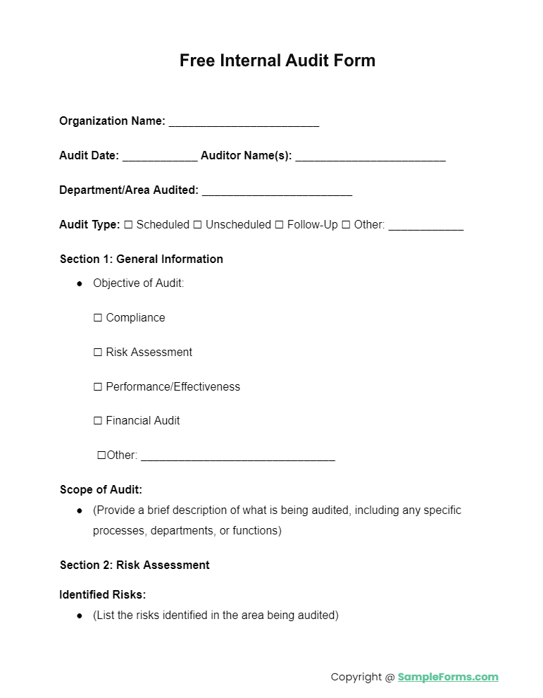 FREE 13+ Internal Audit Form Samples, PDF, Word, Google Docs