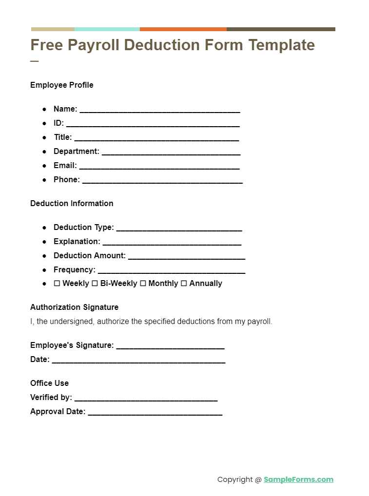 free payroll deduction form template