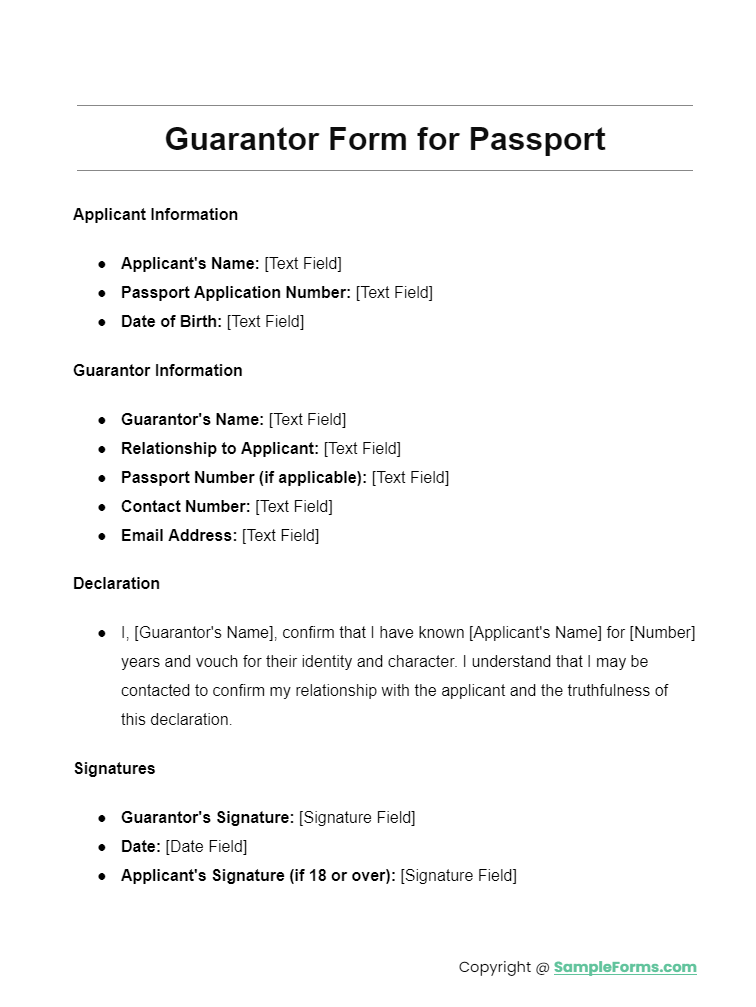 guarantor form for passport