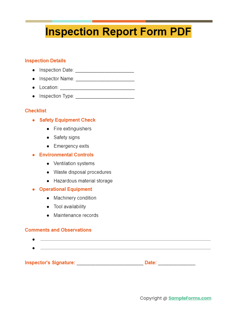 inspection report form pdf