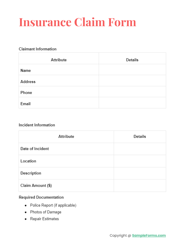 insurance claim form