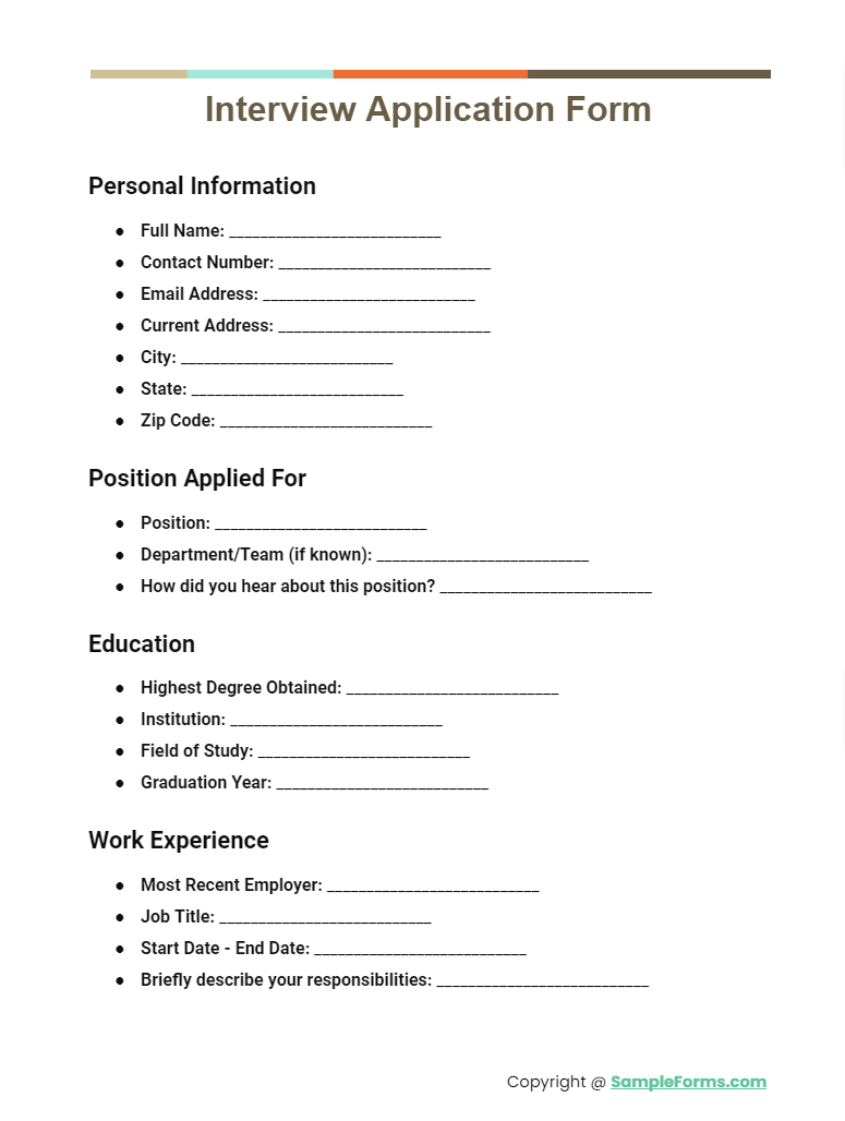 interview application form