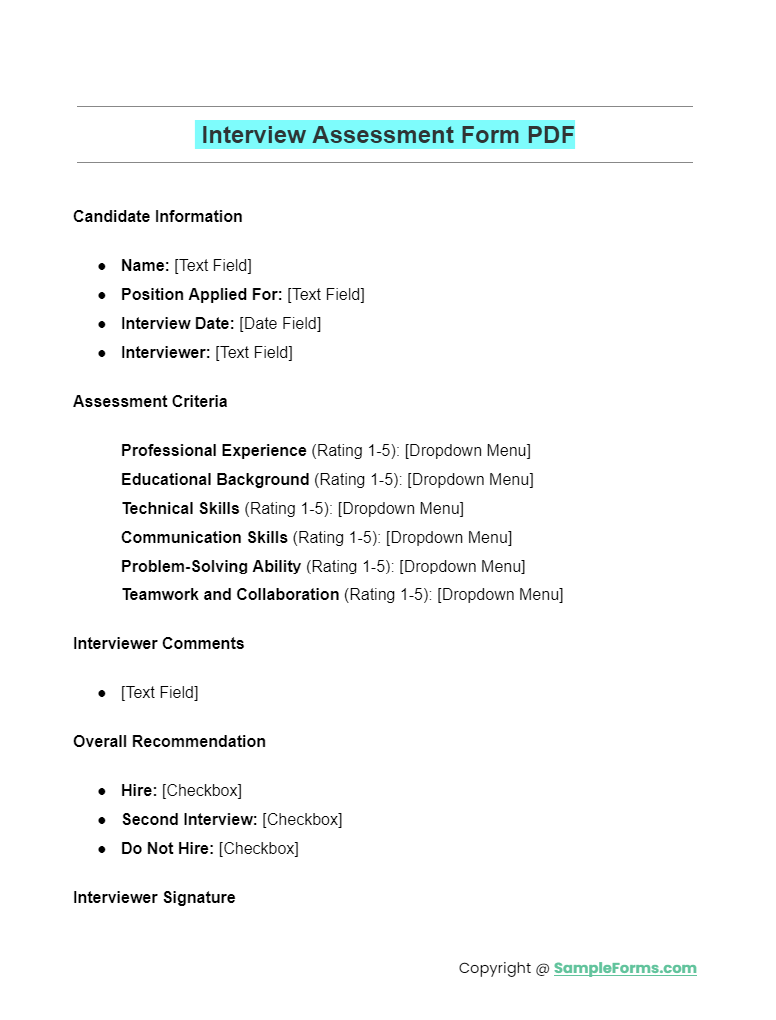 interview assessment form pdf