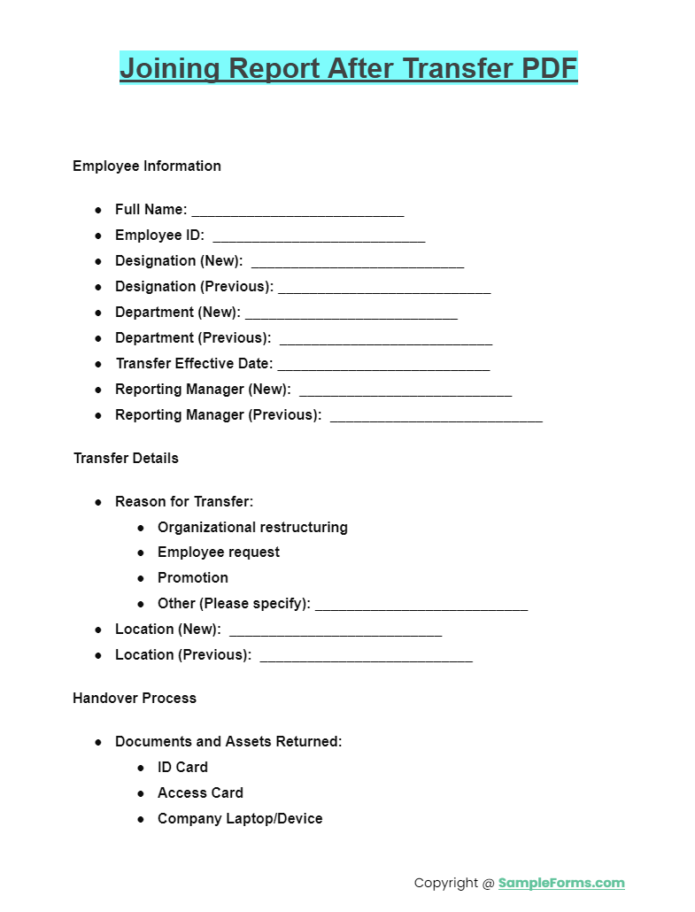 FREE 14+ Joining Report Form Samples, PDF, MS Word, Google Docs