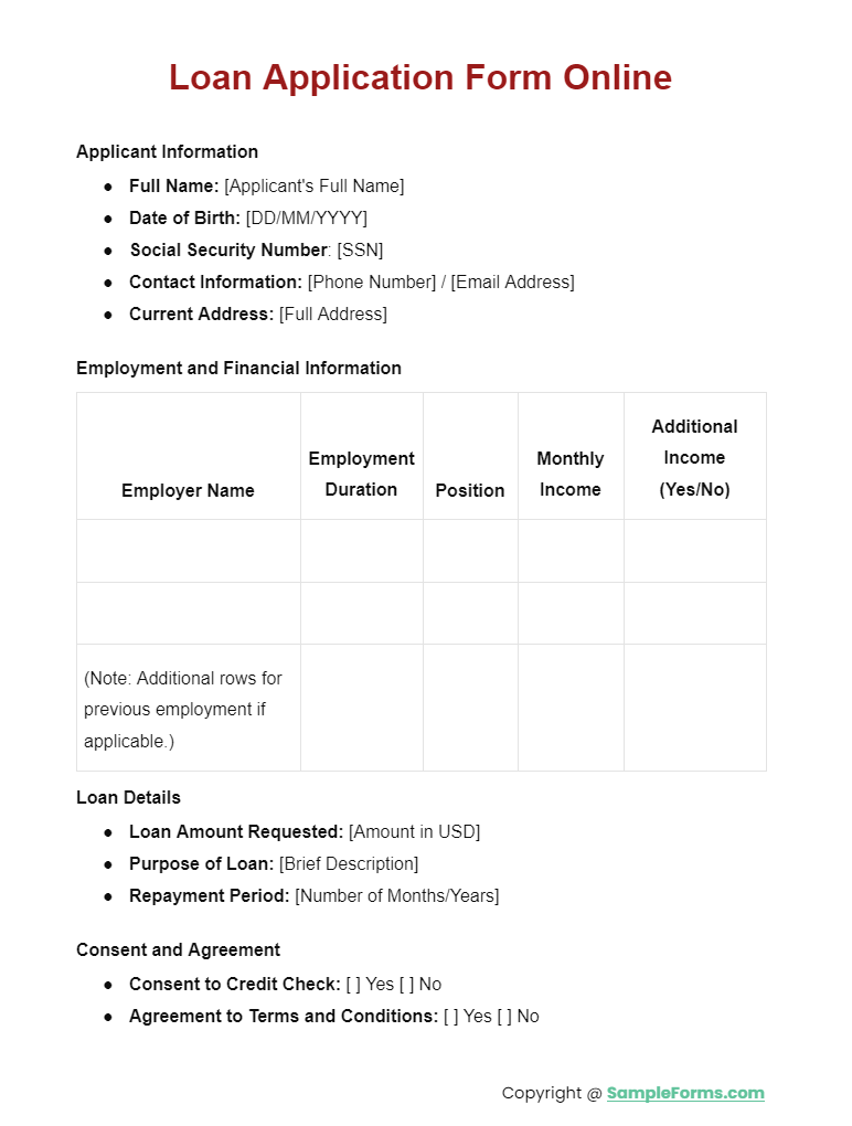 loan application form online