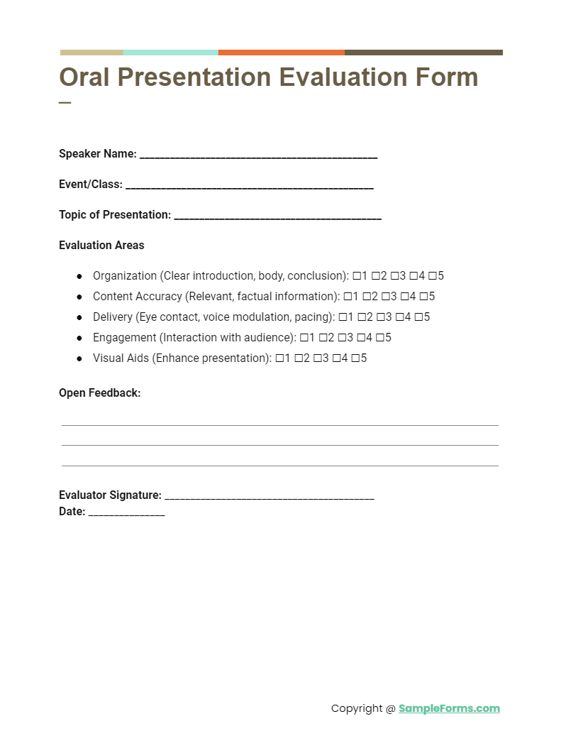 oral presentation evaluation form