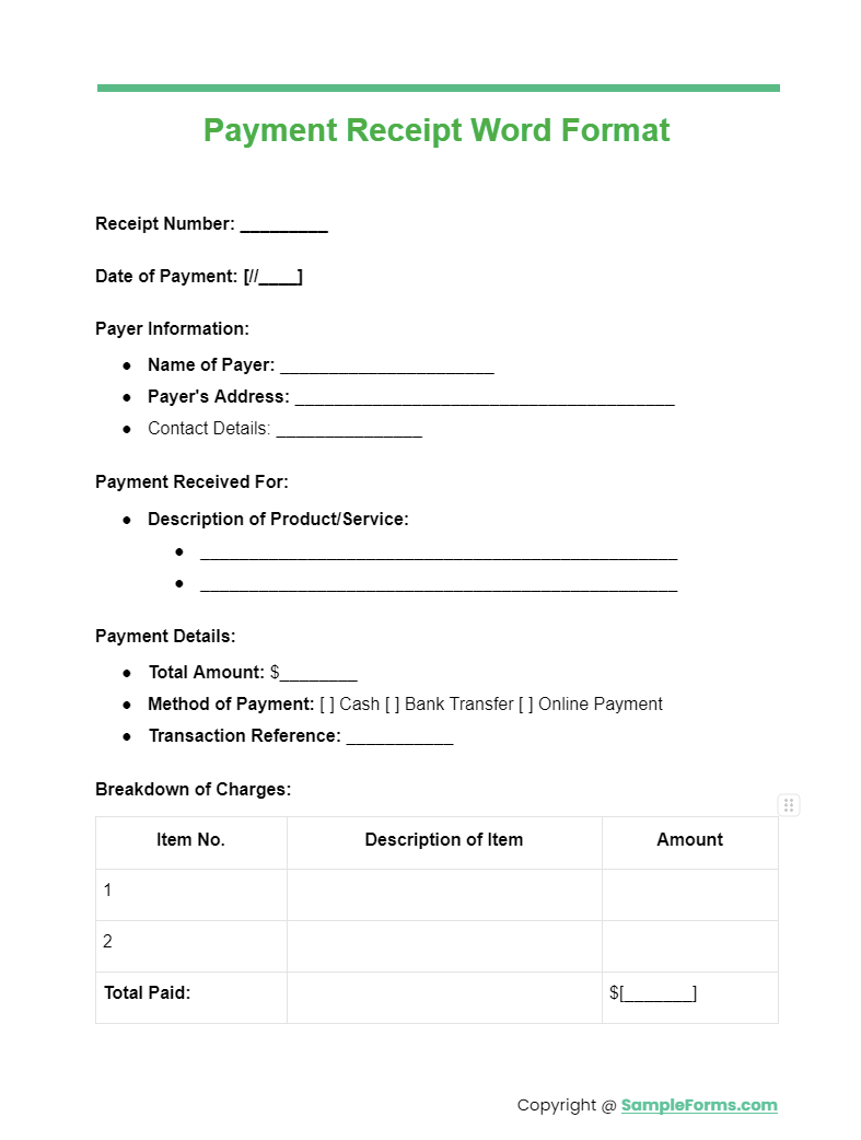 FREE 41+ Receipt Form Samples, PDF, MS Word, Google Docs, Excel