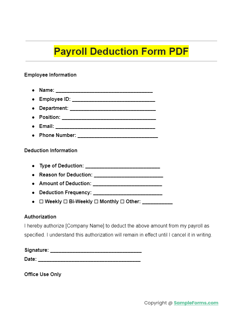 payroll deduction form pdf