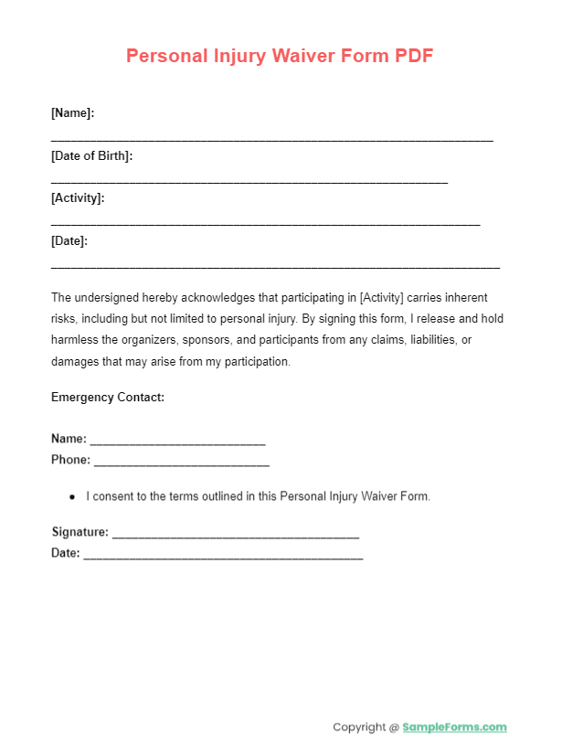 personal injury waiver form pdf
