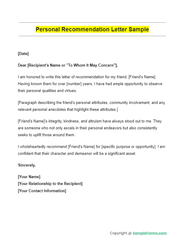 FREE 10+ Recommendation Letter for a Friend Samples, PDF, Word, Google Docs