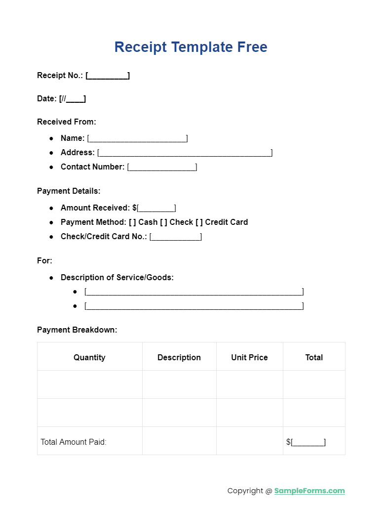 receipt template free