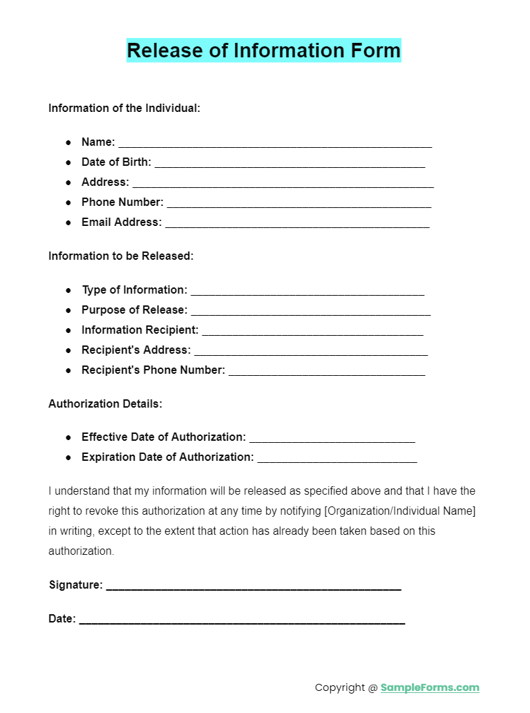 release of information form pdf
