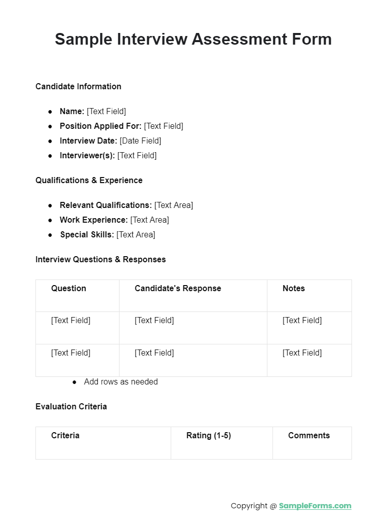 sample interview assessment form