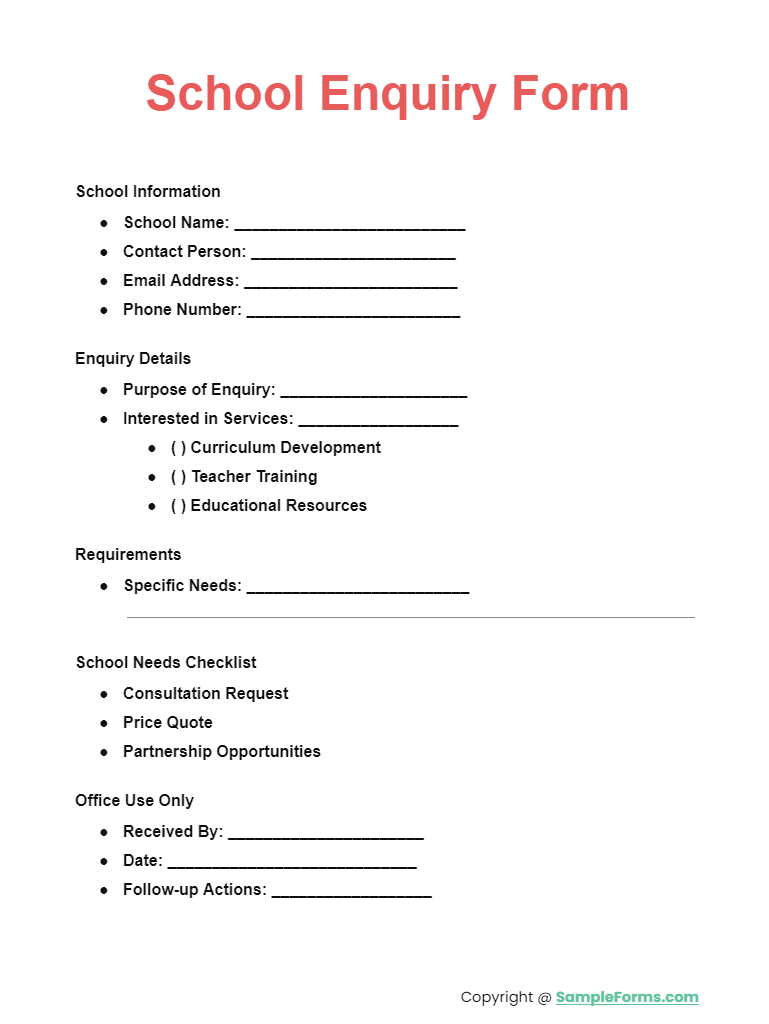 school enquiry form