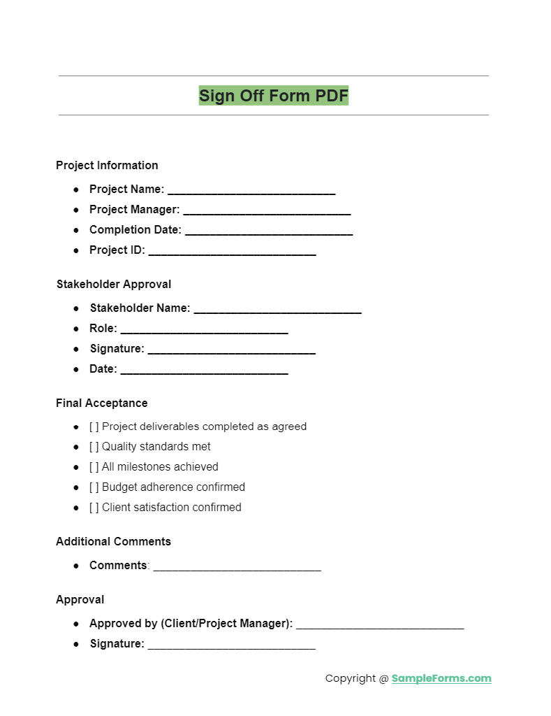 sign off form pdf