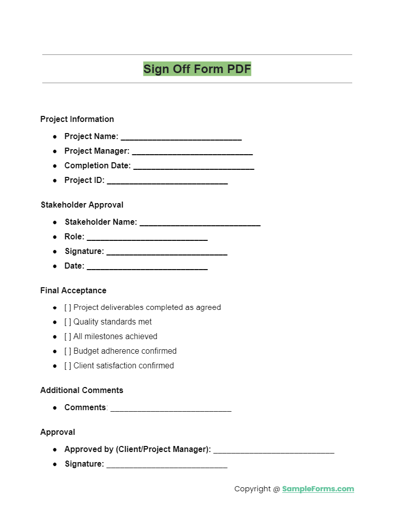 FREE 51+ Sign Off Form Samples, PDF, MS Word, Google Docs