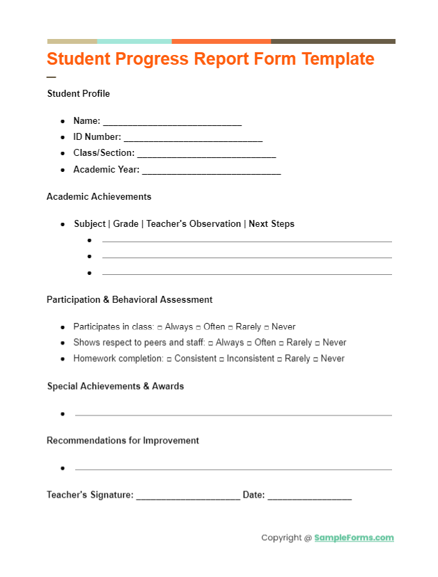 FREE 35+ Student Progress Report Form Samples, PDF, MS Word, Google Docs