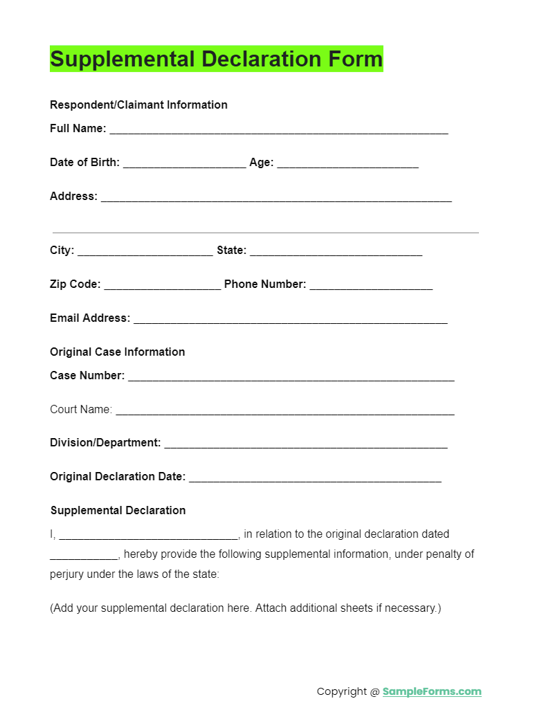 supplemental declaration form
