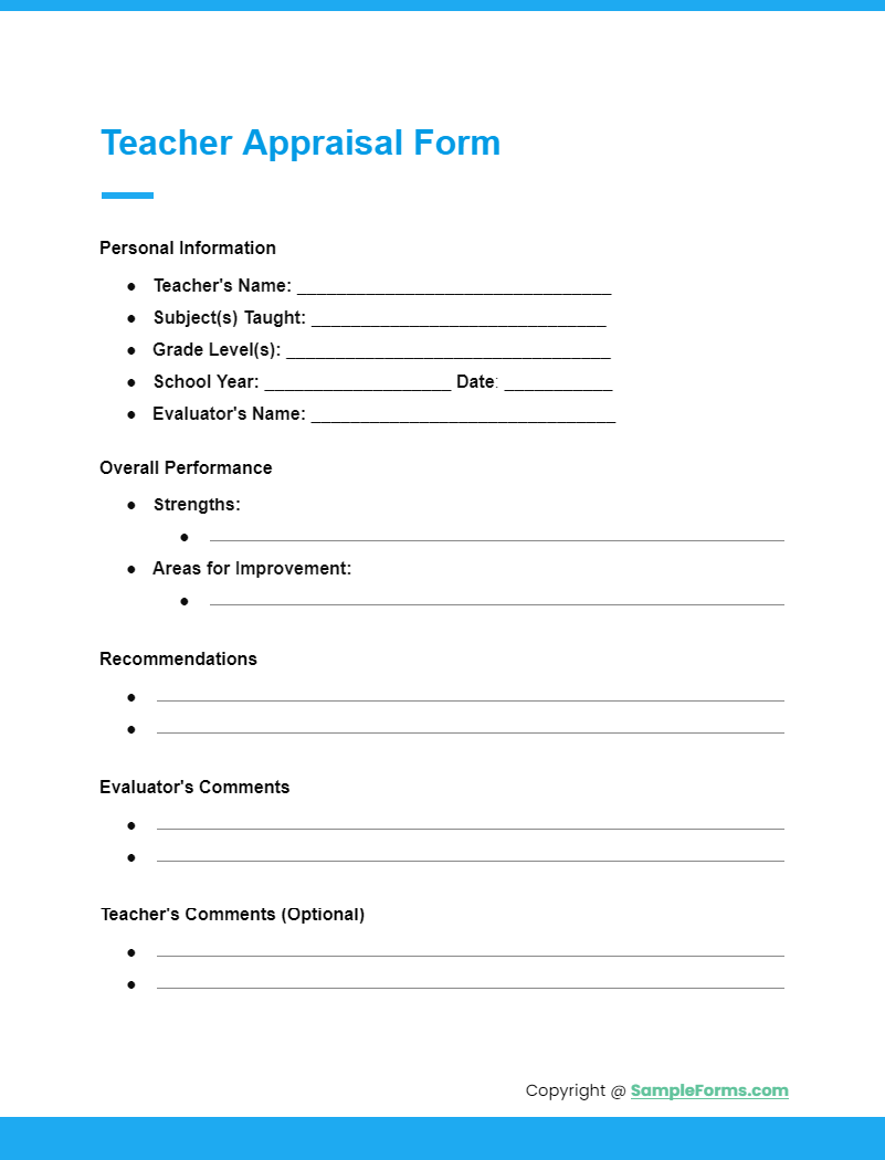 teacher appraisals form