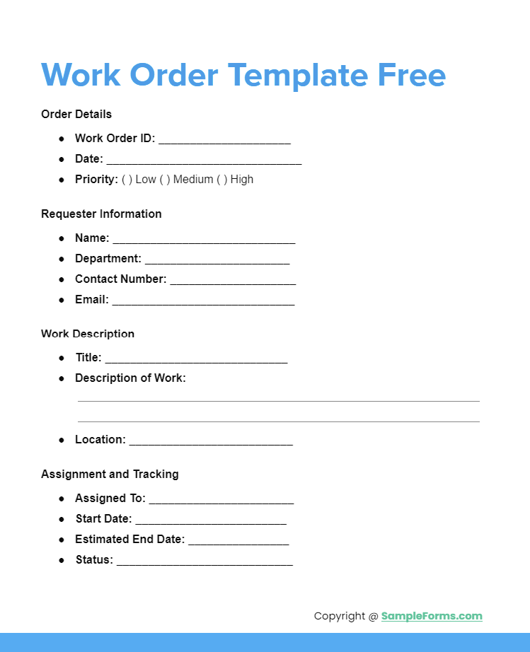 work order template free