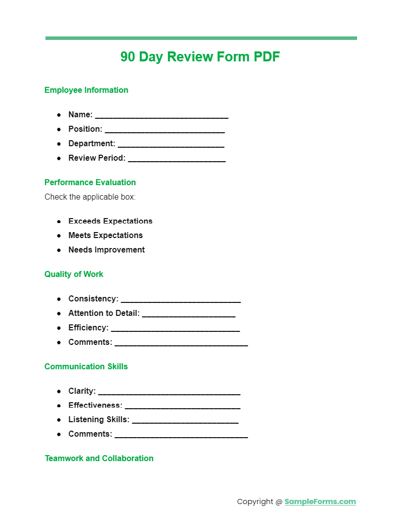 90 day review form pdf
