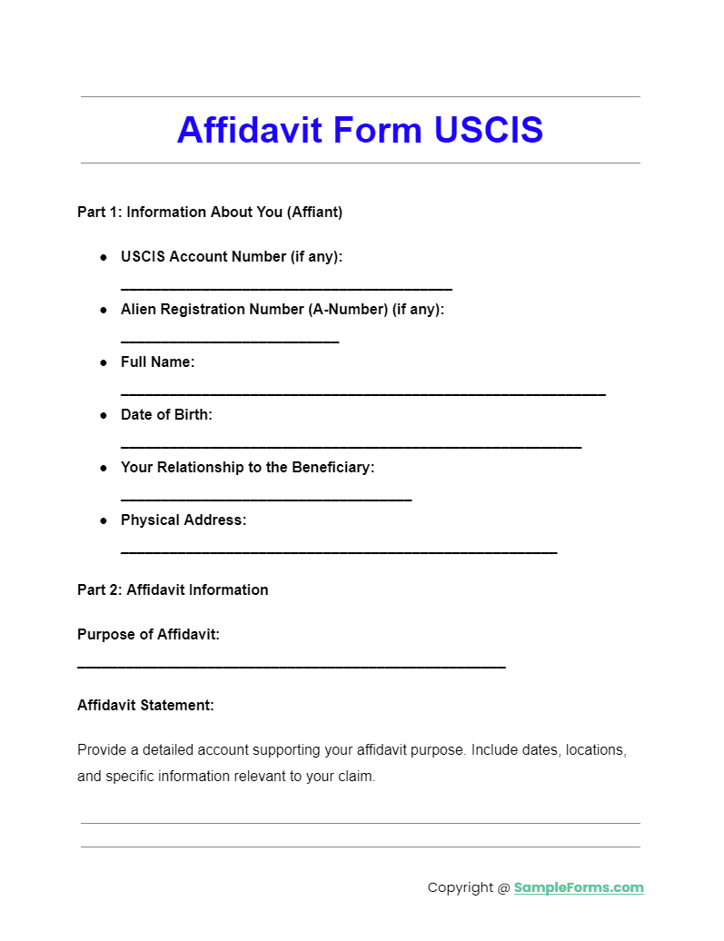 affidavit form uscis