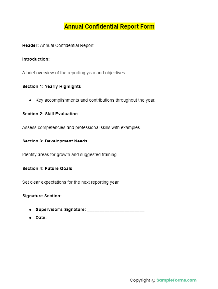 annual confidential report form