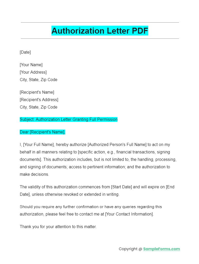 authorization letter pdf