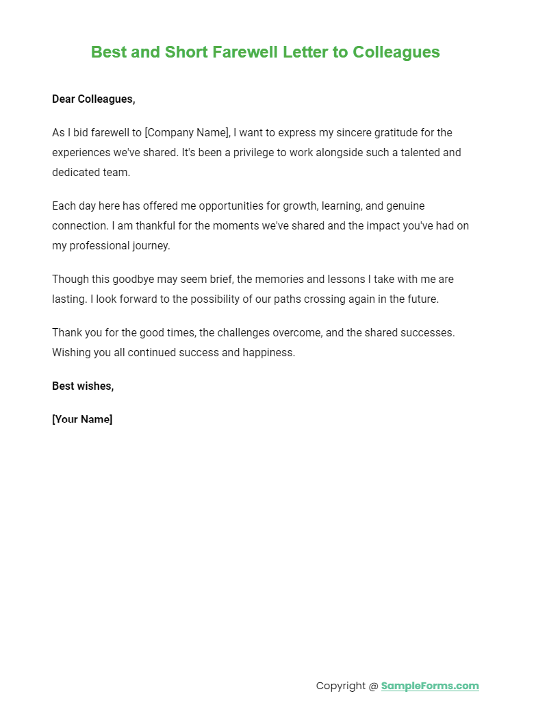 FREE 9+ Farewell Letter to Colleagues Samples, PDF, MS Word, Google Docs