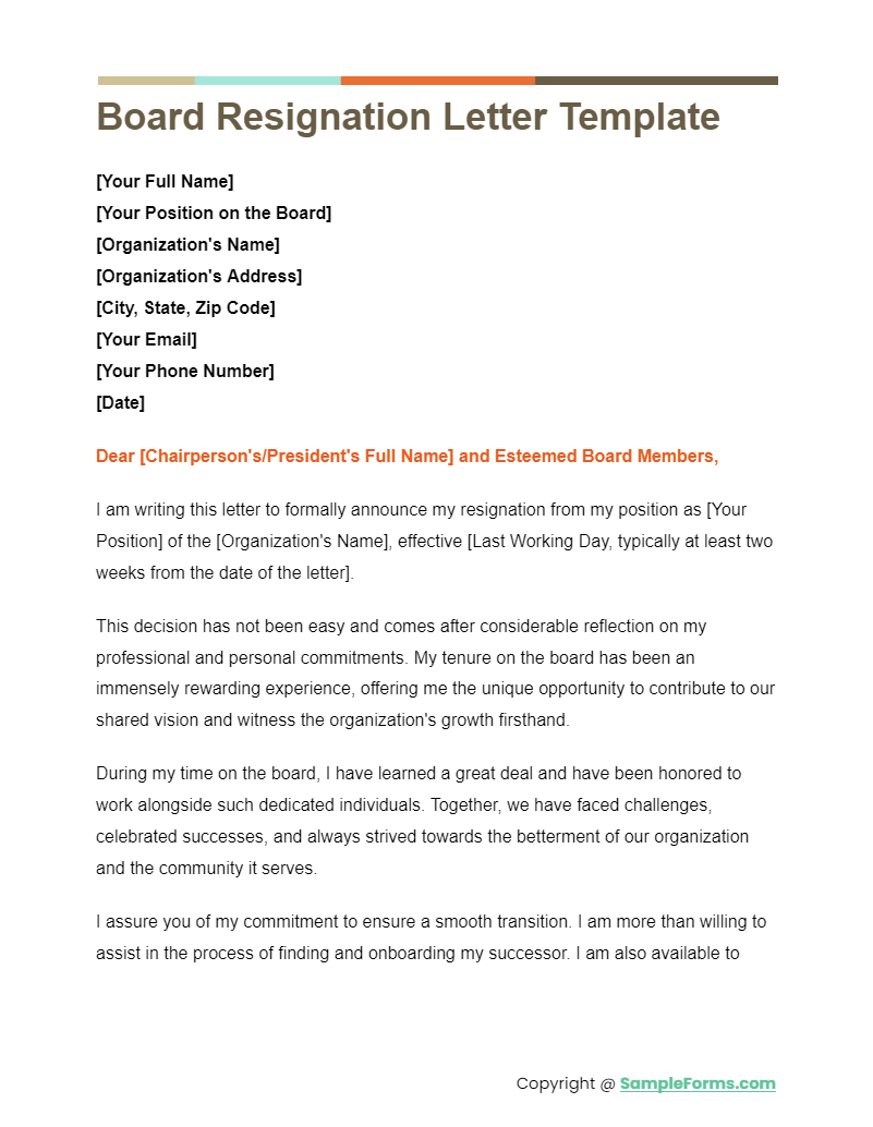 FREE 13+ Board Resignation Letter Samples, PDF, MS Word, Google Docs